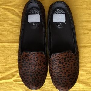 Dansko loafer with faux animal fur pattern